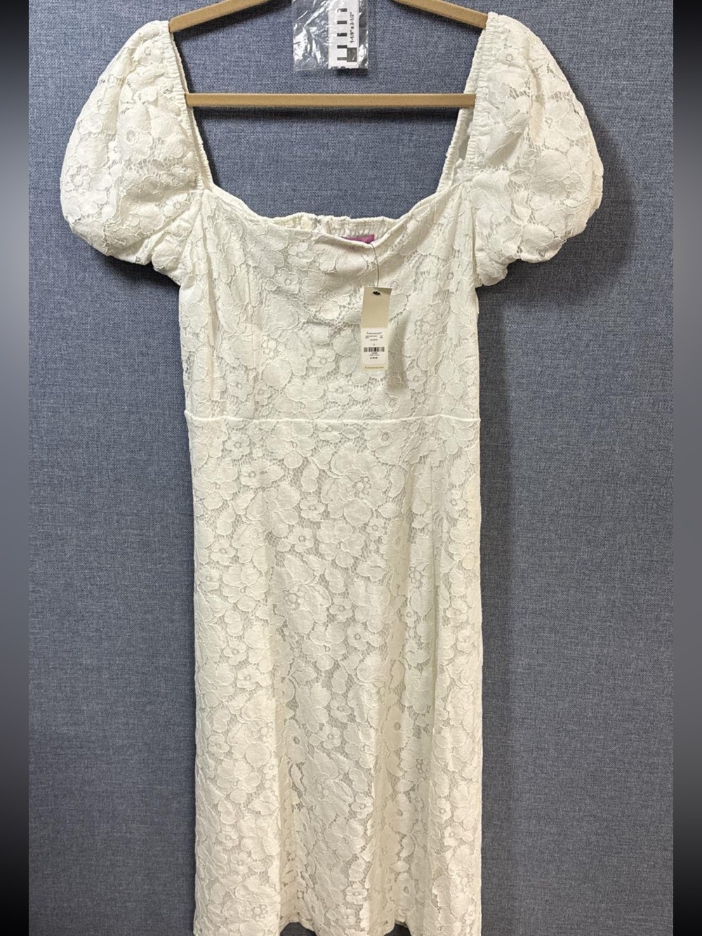 Francesca's White Lace Puff Sleeve Dress